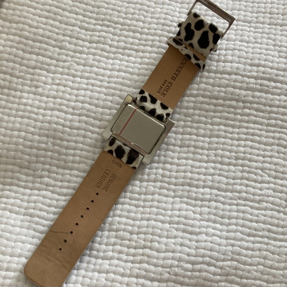 Kenneth Cole NY square face watch with genuine leather pony hair strap - Picture 5 of 9